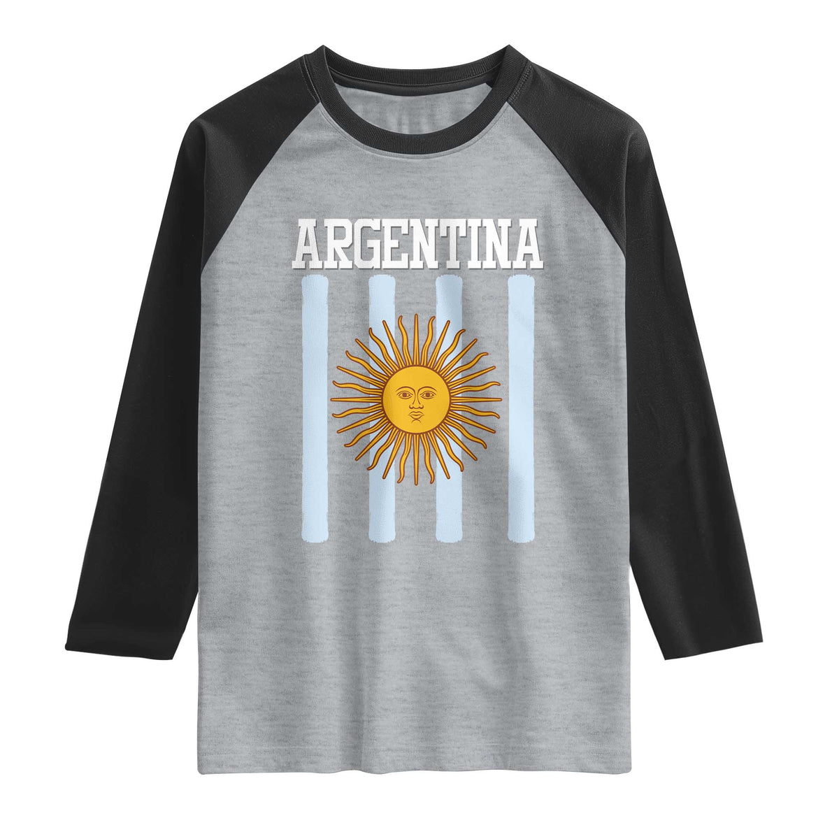Argentina Sun of May Flag Retro Graphic Raglan Shirt Patriotic Argentine Heritage Pride Souvenir
