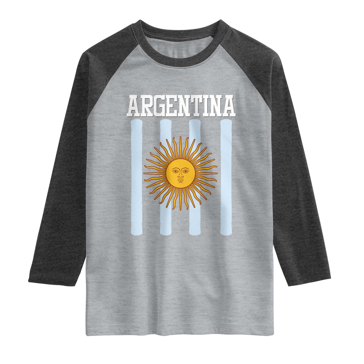 Argentina Sun of May Flag Retro Graphic Raglan Shirt Patriotic Argentine Heritage Pride Souvenir