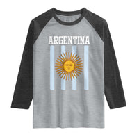 Argentina Sun of May Flag Retro Graphic Raglan Shirt Patriotic Argentine Heritage Pride Souvenir