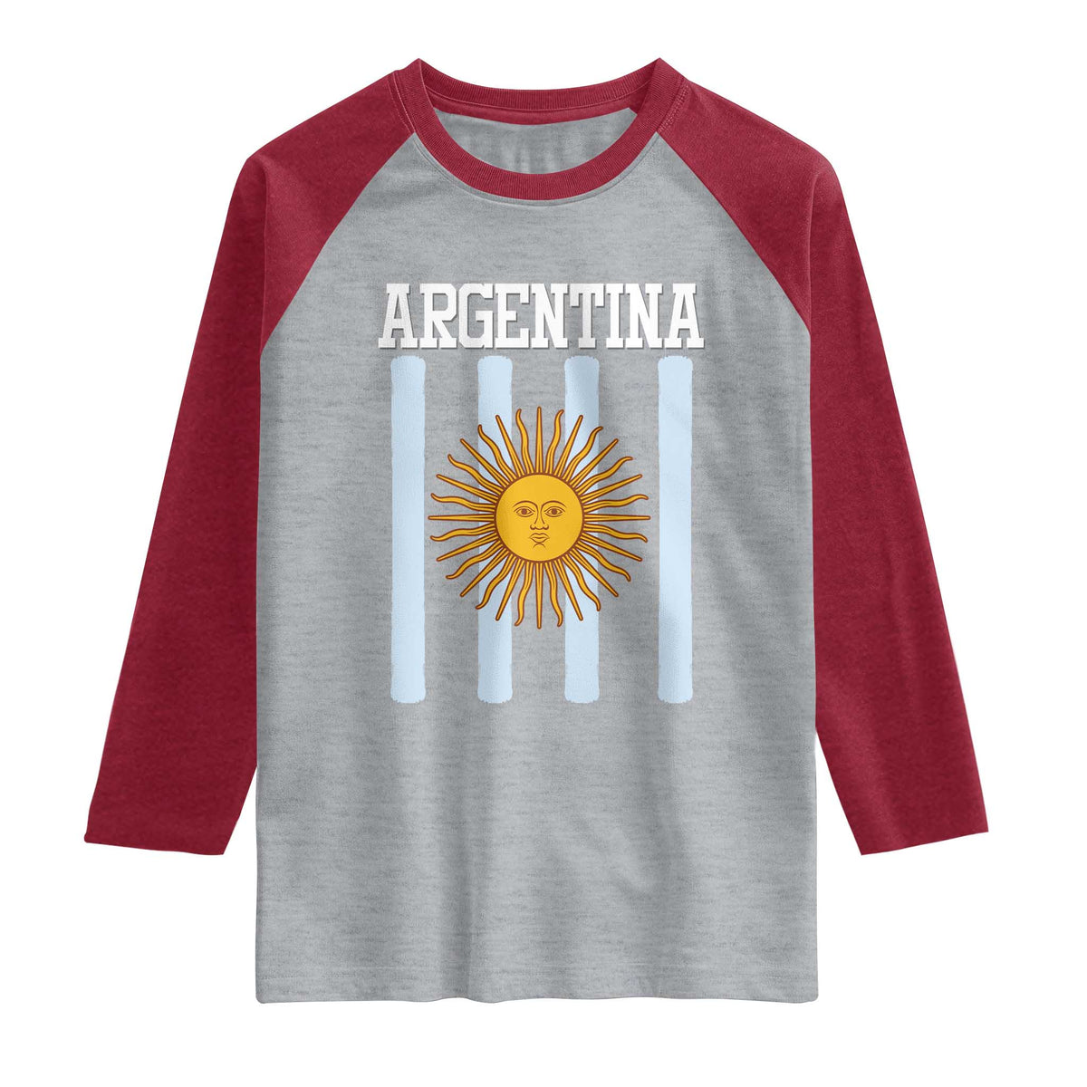 Argentina Sun of May Flag Retro Graphic Raglan Shirt Patriotic Argentine Heritage Pride Souvenir