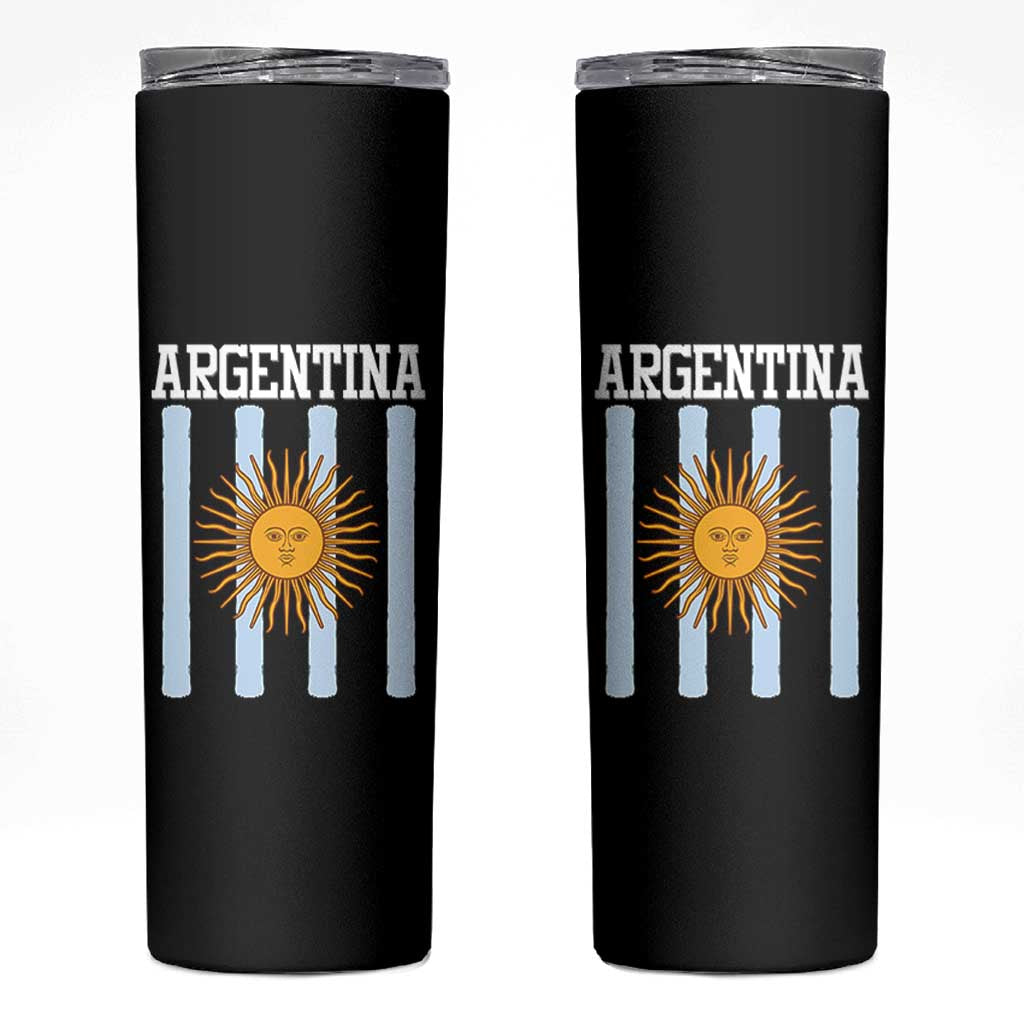 Argentina Sun of May Flag Retro Graphic Skinny Tumbler Patriotic Argentine Heritage Pride Souvenir