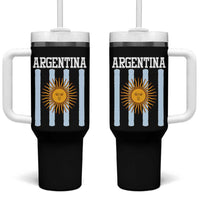 Argentina Sun of May Flag Retro Graphic Tumbler With Handle Patriotic Argentine Heritage Pride Souvenir
