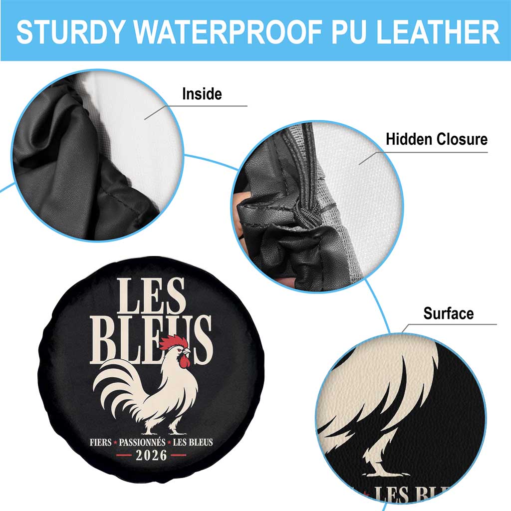 Les Bleus France Soccer Retro Rooster Graphic Spare Tire Cover Proud Passionate French Pride Vintage Football Fans Gear