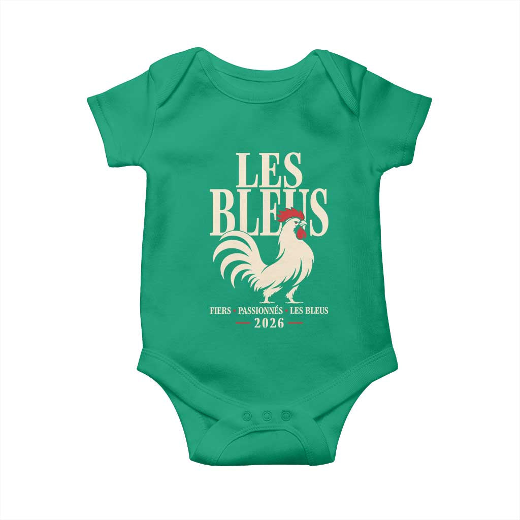 Les Bleus France Soccer Retro Rooster Graphic Baby Onesie Proud Passionate French Pride Vintage Football Fans Gear