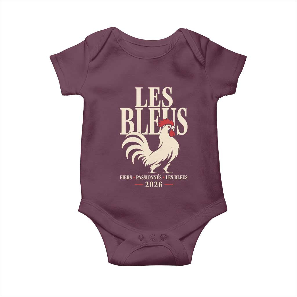 Les Bleus France Soccer Retro Rooster Graphic Baby Onesie Proud Passionate French Pride Vintage Football Fans Gear
