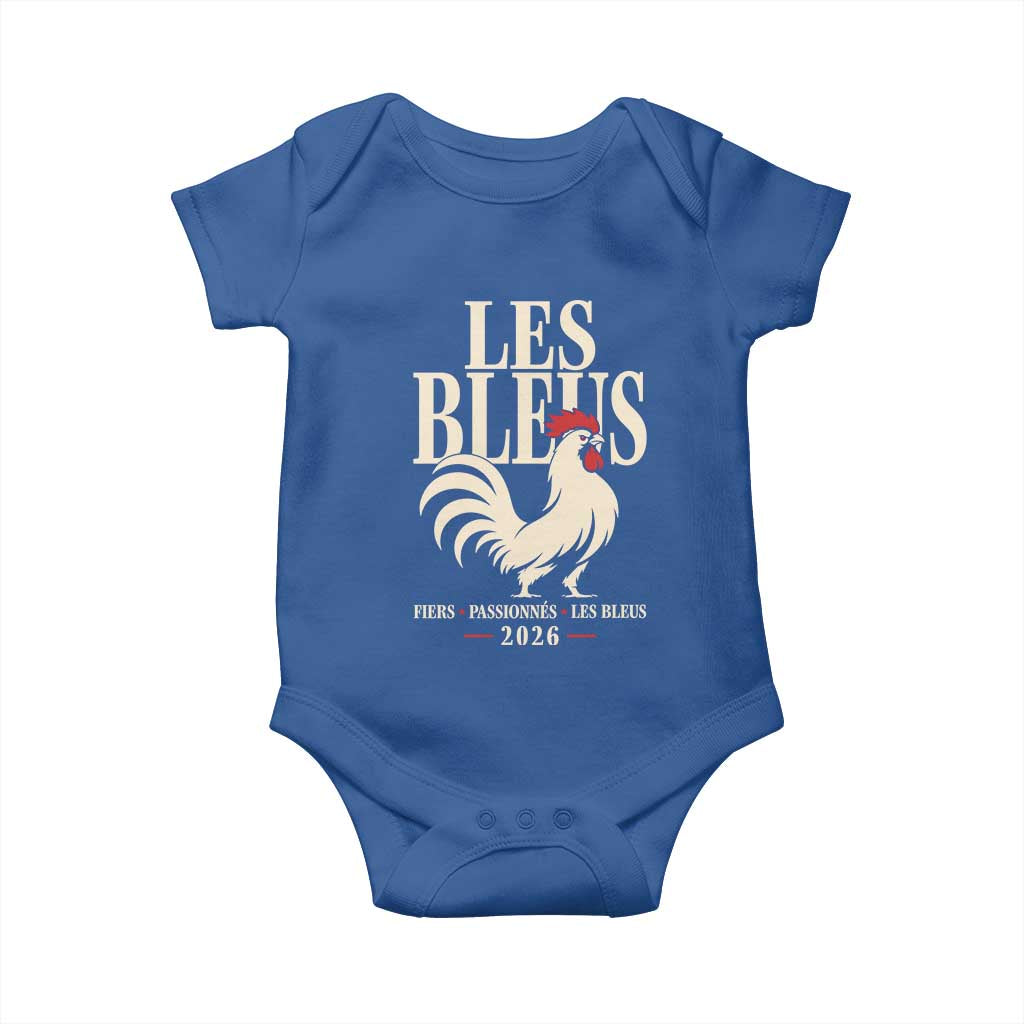 Les Bleus France Soccer Retro Rooster Graphic Baby Onesie Proud Passionate French Pride Vintage Football Fans Gear