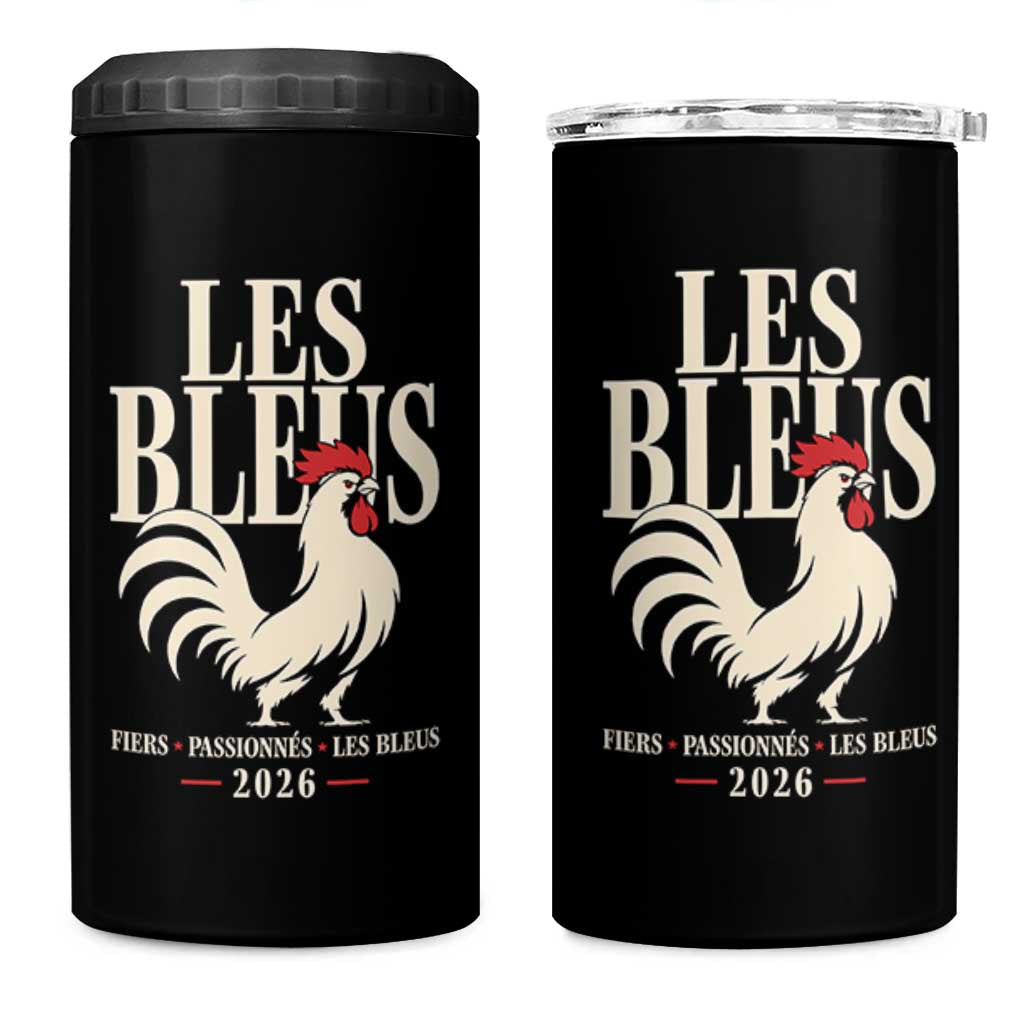Les Bleus France Soccer Retro Rooster Graphic 4 in 1 Can Cooler Tumbler Proud Passionate French Pride Vintage Football Fans Gear