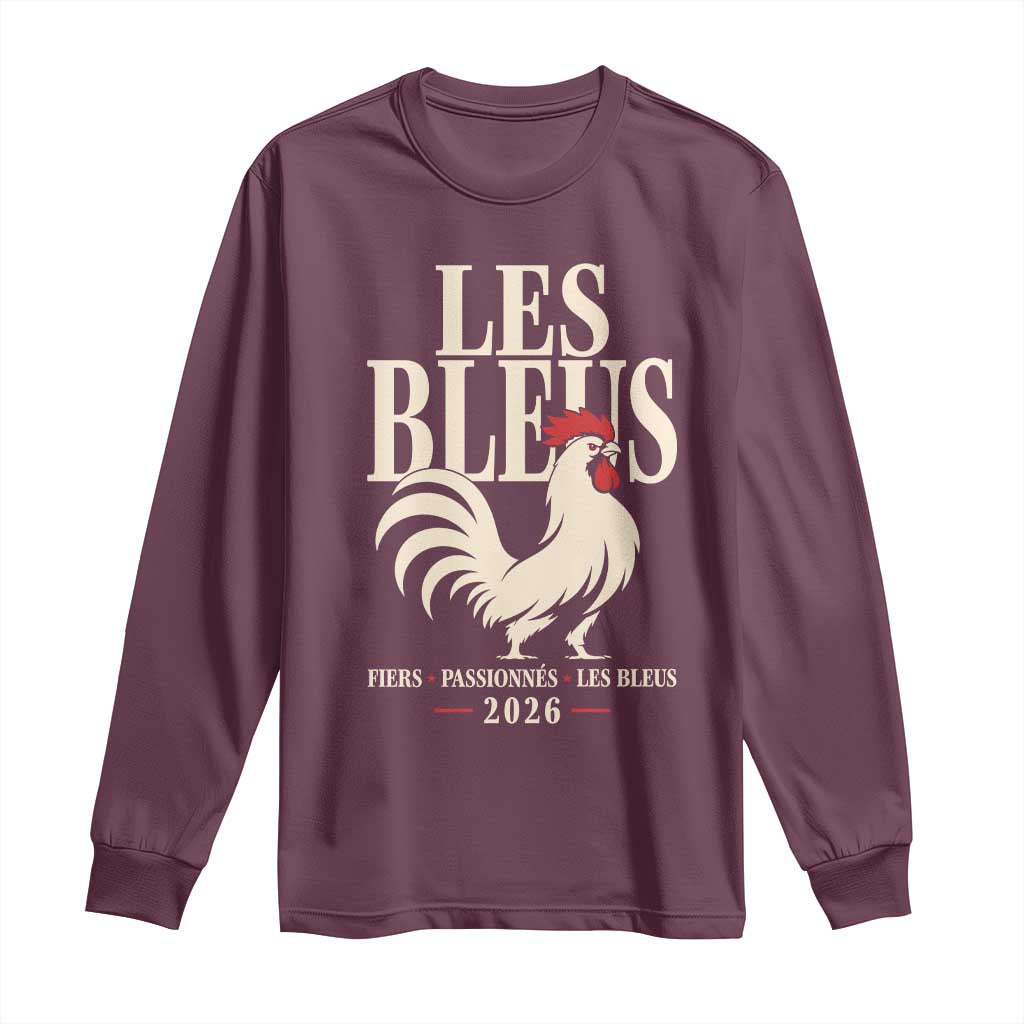Les Bleus France Soccer Retro Rooster Graphic Long Sleeve Shirt Proud Passionate French Pride Vintage Football Fans Gear