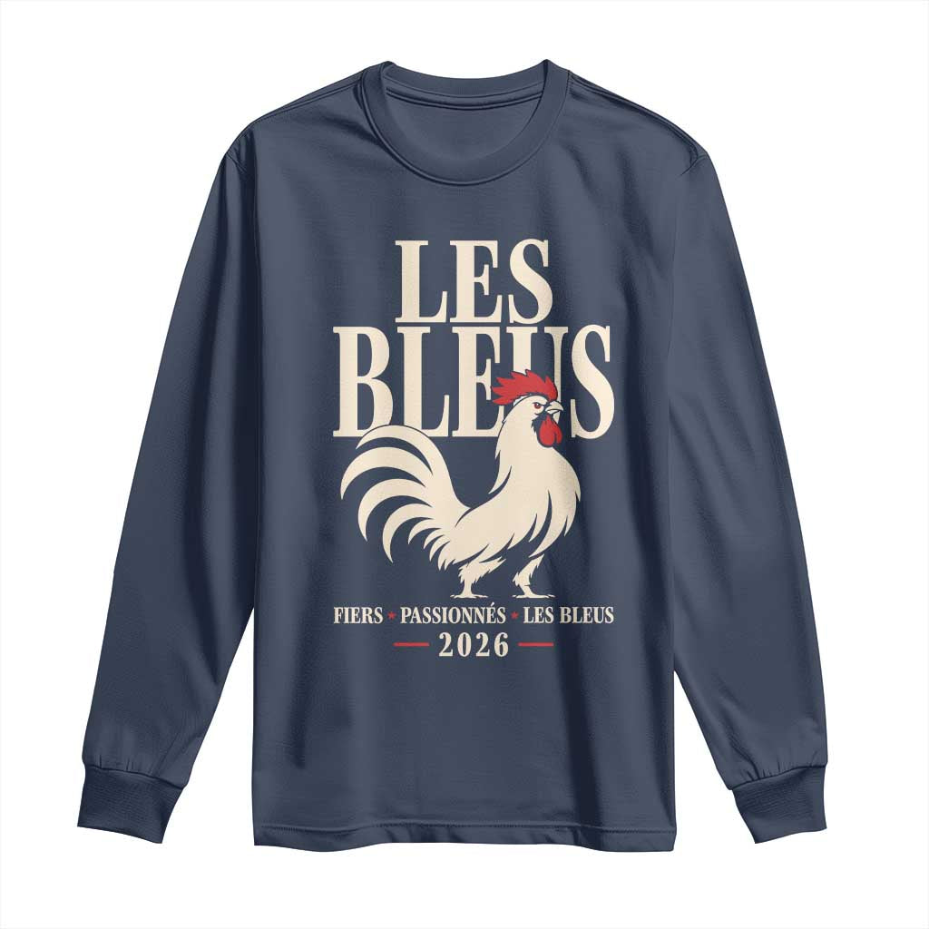 Les Bleus France Soccer Retro Rooster Graphic Long Sleeve Shirt Proud Passionate French Pride Vintage Football Fans Gear
