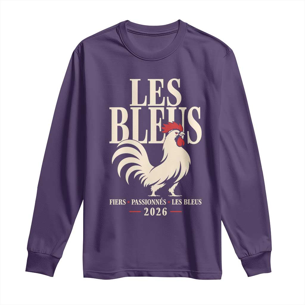 Les Bleus France Soccer Retro Rooster Graphic Long Sleeve Shirt Proud Passionate French Pride Vintage Football Fans Gear