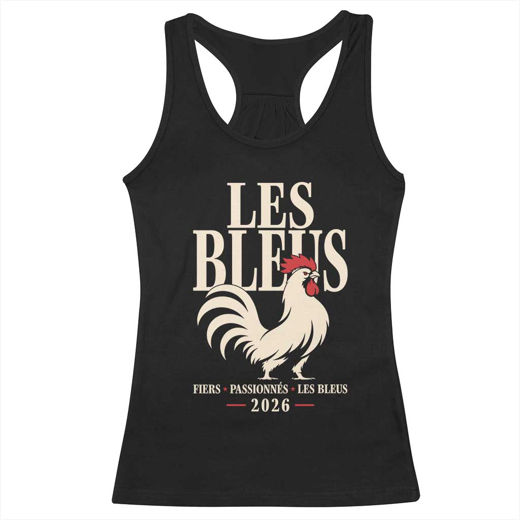 Les Bleus France Soccer Retro Rooster Graphic Racerback Tank Top Proud Passionate French Pride Vintage Football Fans Gear