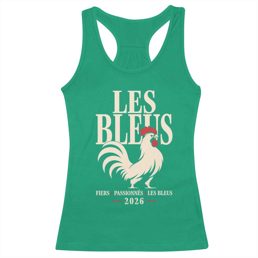 Les Bleus France Soccer Retro Rooster Graphic Racerback Tank Top Proud Passionate French Pride Vintage Football Fans Gear