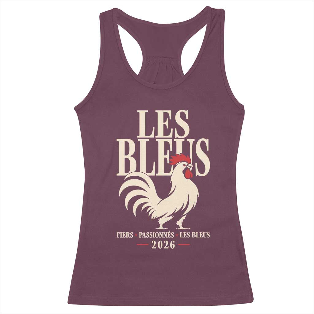 Les Bleus France Soccer Retro Rooster Graphic Racerback Tank Top Proud Passionate French Pride Vintage Football Fans Gear