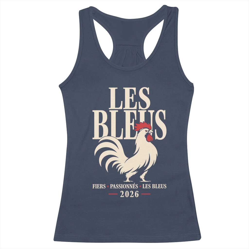 Les Bleus France Soccer Retro Rooster Graphic Racerback Tank Top Proud Passionate French Pride Vintage Football Fans Gear