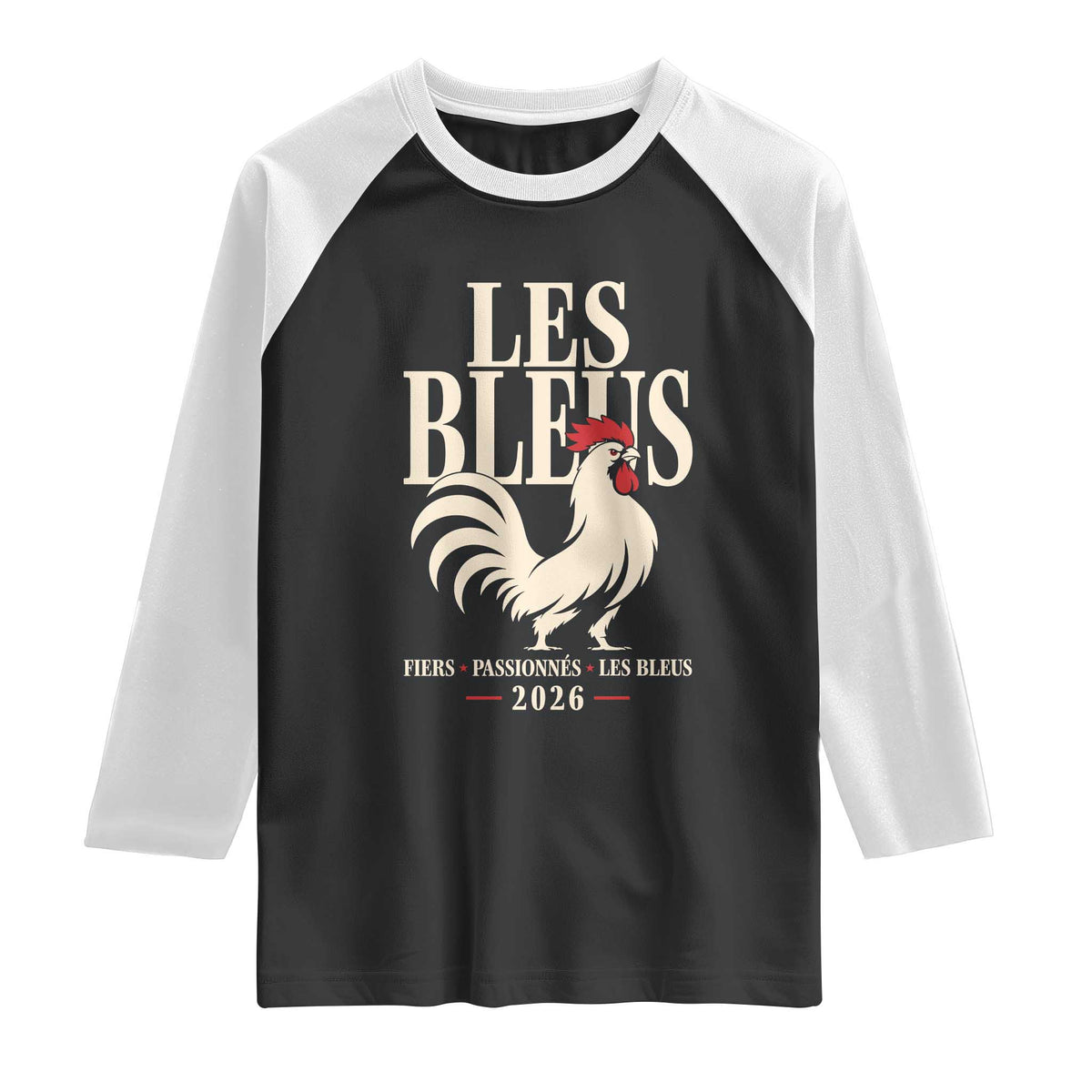 Les Bleus France Soccer Retro Rooster Graphic Raglan Shirt Proud Passionate French Pride Vintage Football Fans Gear