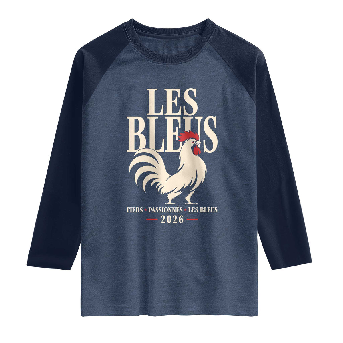 Les Bleus France Soccer Retro Rooster Graphic Raglan Shirt Proud Passionate French Pride Vintage Football Fans Gear