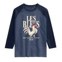 Les Bleus France Soccer Retro Rooster Graphic Raglan Shirt Proud Passionate French Pride Vintage Football Fans Gear