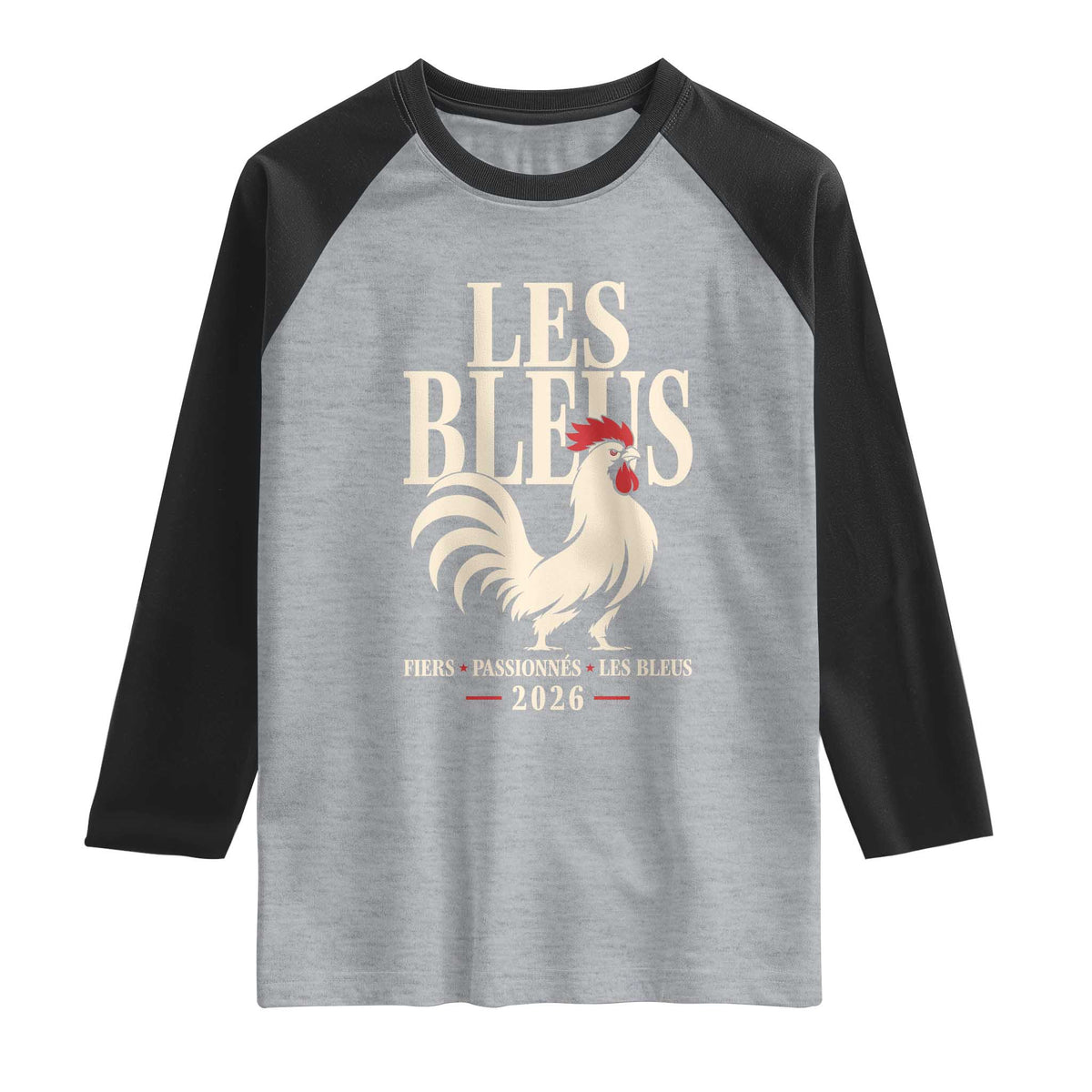 Les Bleus France Soccer Retro Rooster Graphic Raglan Shirt Proud Passionate French Pride Vintage Football Fans Gear