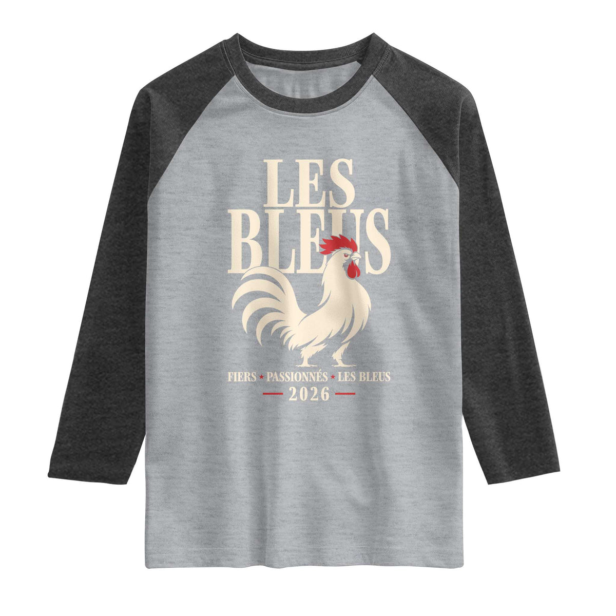 Les Bleus France Soccer Retro Rooster Graphic Raglan Shirt Proud Passionate French Pride Vintage Football Fans Gear