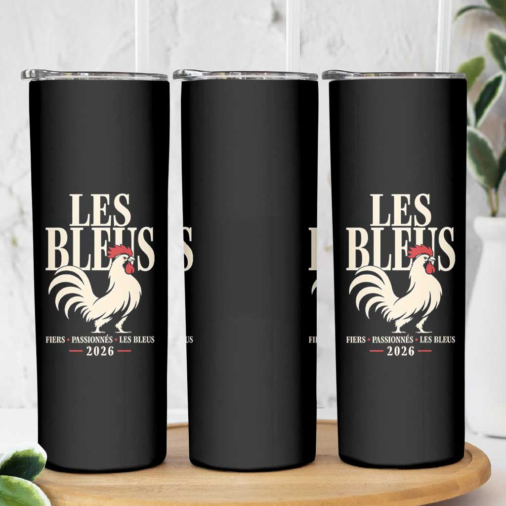 Les Bleus France Soccer Retro Rooster Graphic Skinny Tumbler Proud Passionate French Pride Vintage Football Fans Gear