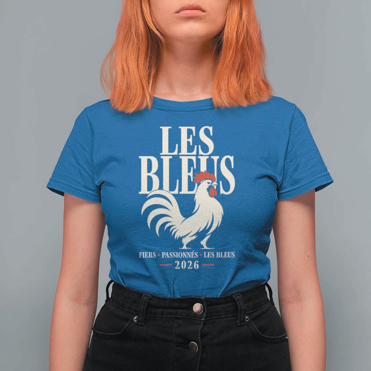 Les Bleus France Soccer Retro Rooster Graphic T Shirt For Women Proud Passionate French Pride Vintage Football Fans Gear