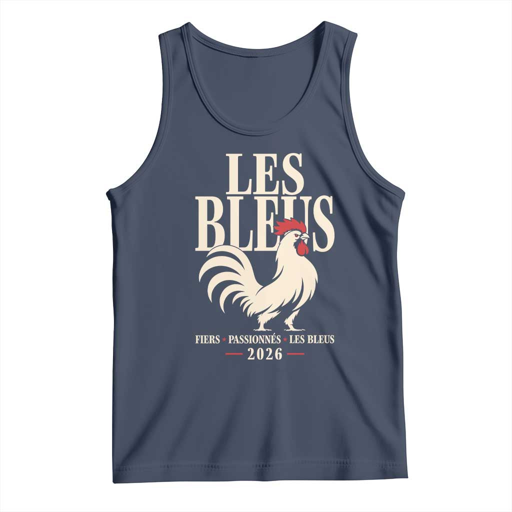 Les Bleus France Soccer Retro Rooster Graphic Tank Top Proud Passionate French Pride Vintage Football Fans Gear