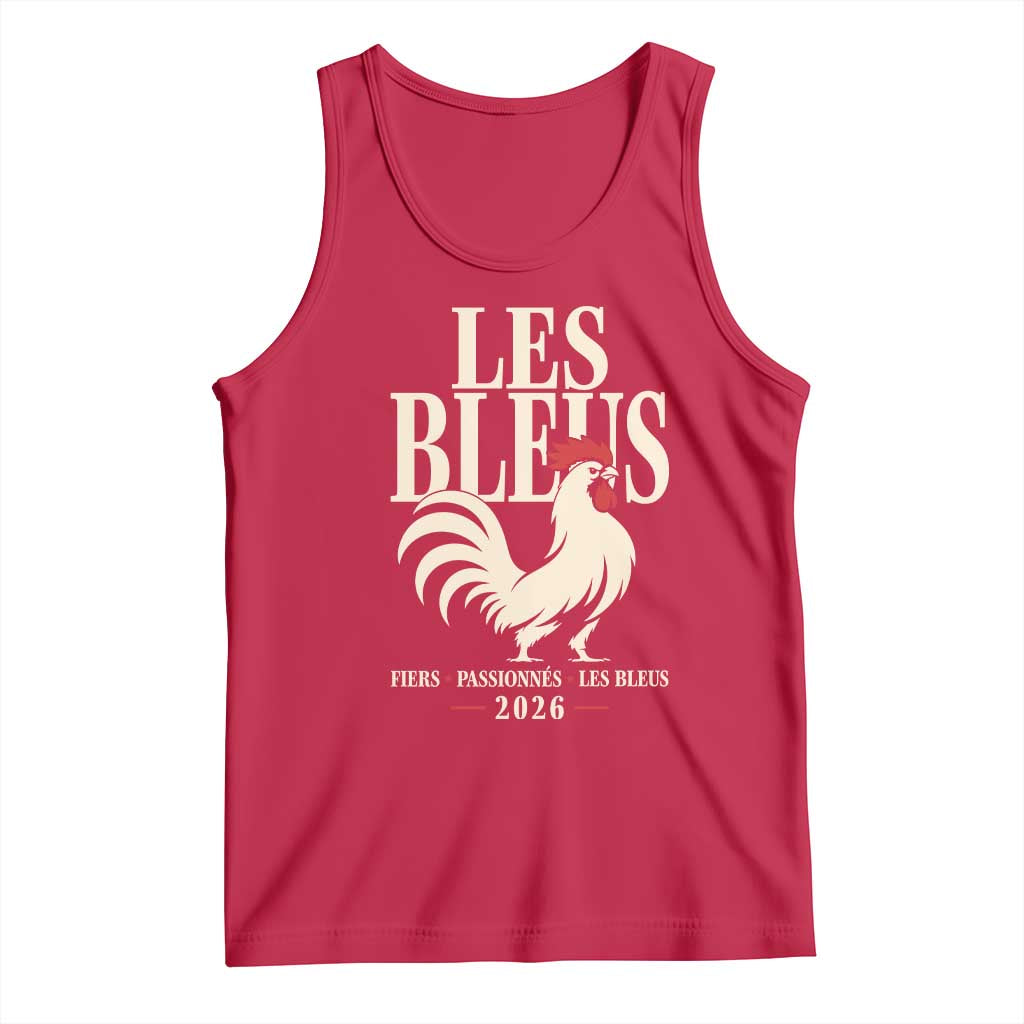 Les Bleus France Soccer Retro Rooster Graphic Tank Top Proud Passionate French Pride Vintage Football Fans Gear