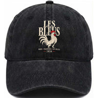 Les Bleus France Soccer Retro Rooster Graphic Washed Cotton Baseball Cap Proud Passionate French Pride Vintage Football Fans Gear