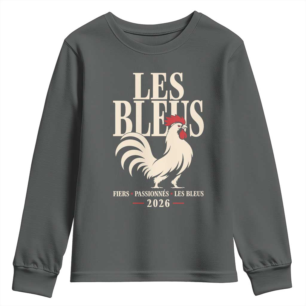 Les Bleus France Soccer Retro Rooster Graphic Youth Sweatshirt Proud Passionate French Pride Vintage Football Fans Gear