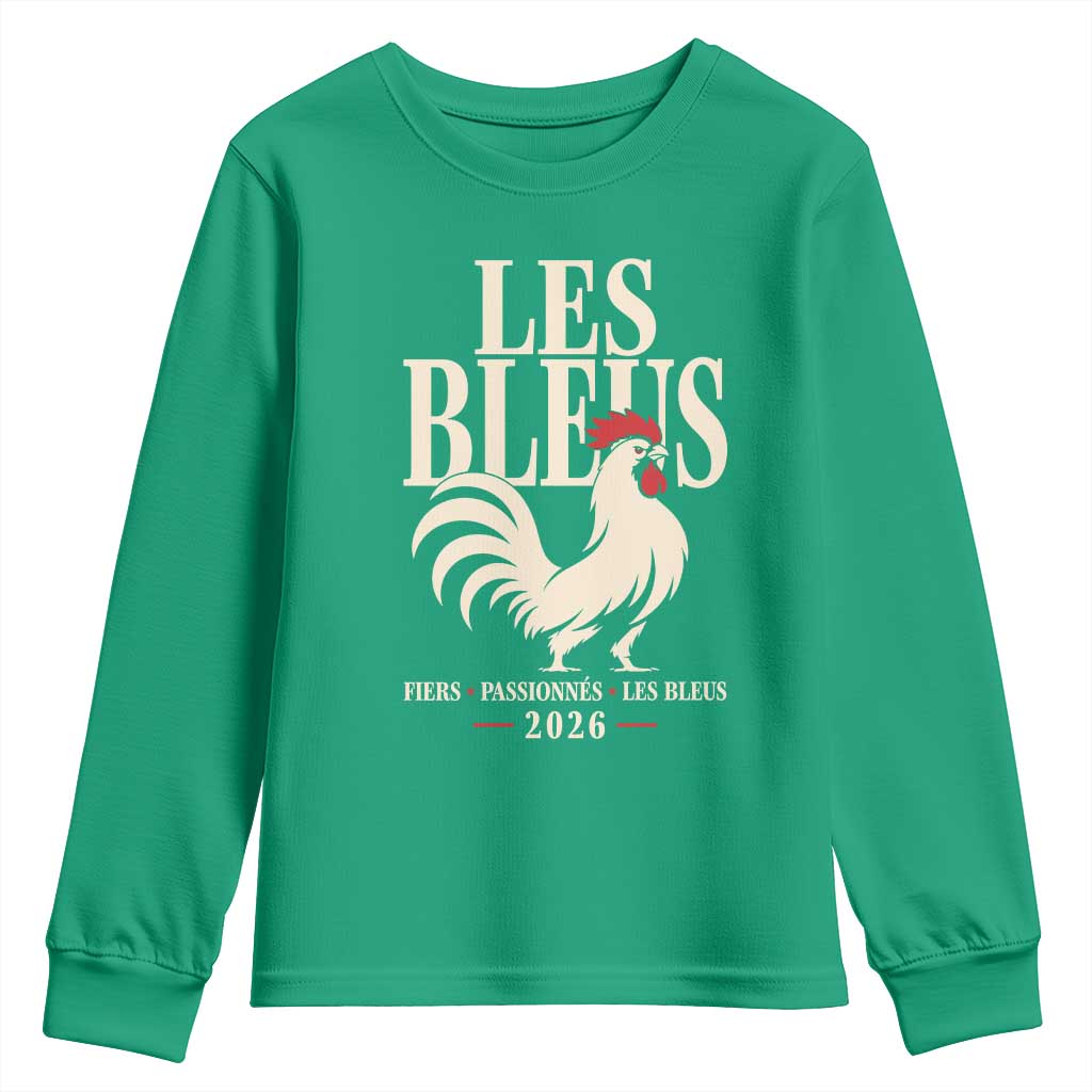 Les Bleus France Soccer Retro Rooster Graphic Youth Sweatshirt Proud Passionate French Pride Vintage Football Fans Gear