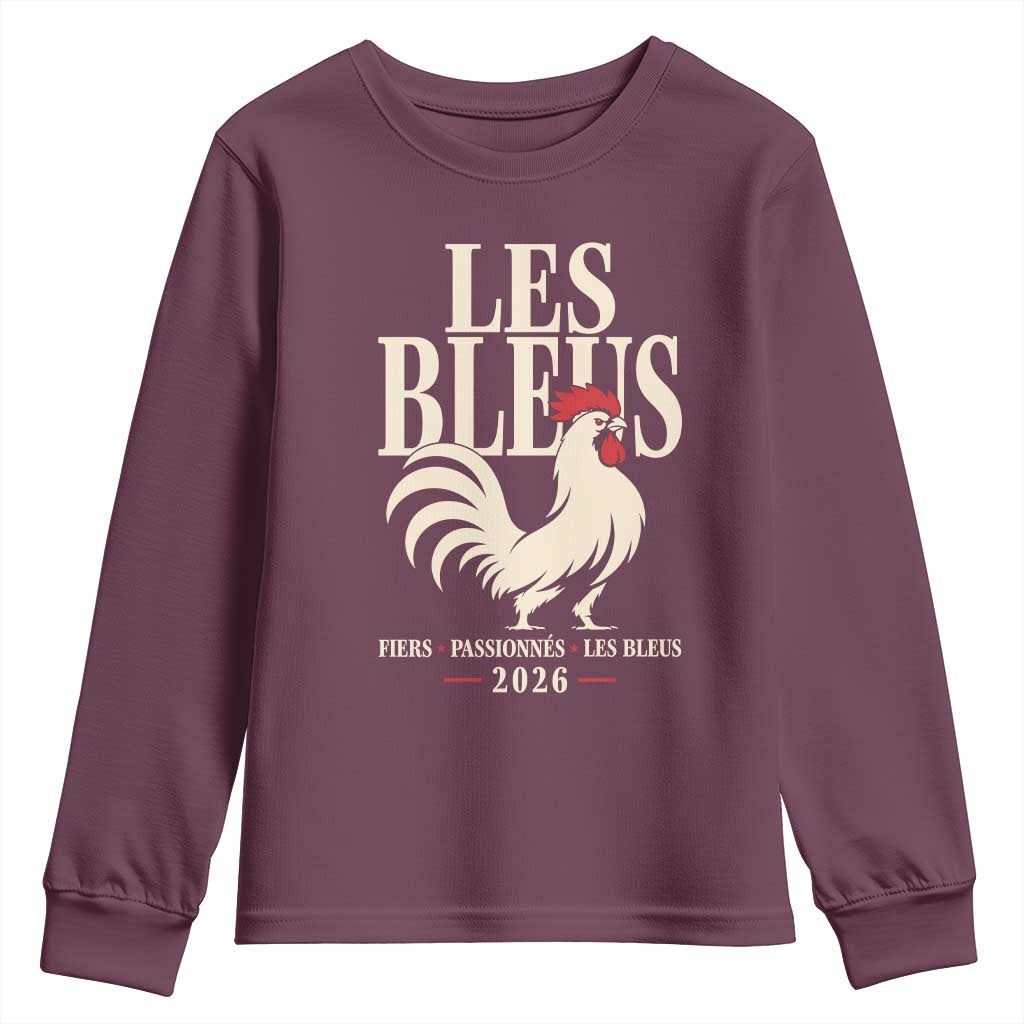 Les Bleus France Soccer Retro Rooster Graphic Youth Sweatshirt Proud Passionate French Pride Vintage Football Fans Gear