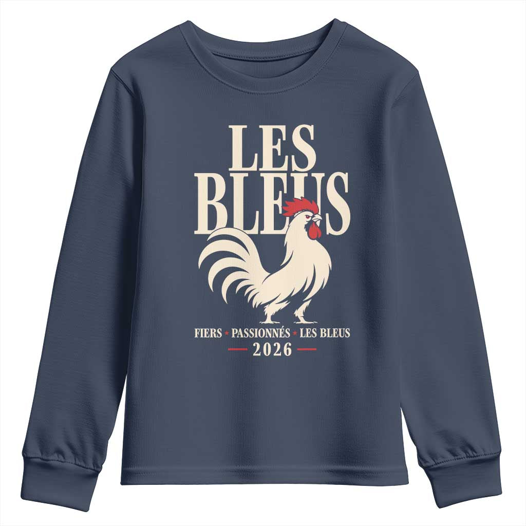 Les Bleus France Soccer Retro Rooster Graphic Youth Sweatshirt Proud Passionate French Pride Vintage Football Fans Gear