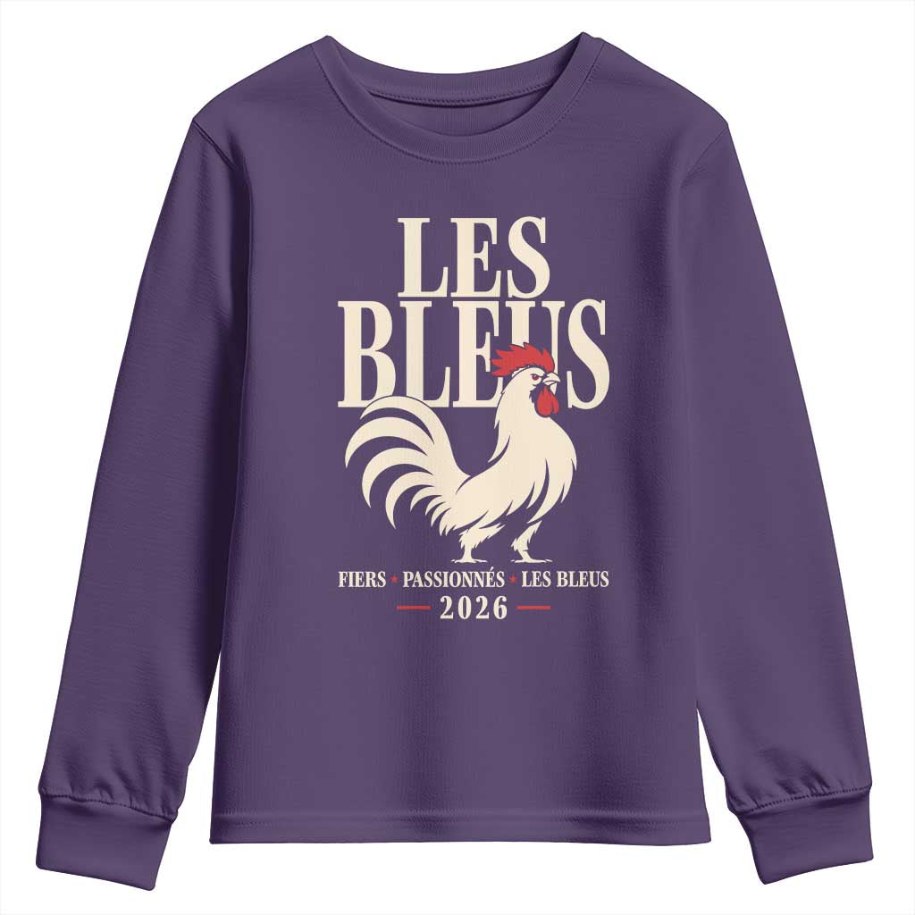 Les Bleus France Soccer Retro Rooster Graphic Youth Sweatshirt Proud Passionate French Pride Vintage Football Fans Gear