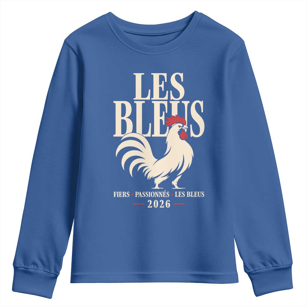 Les Bleus France Soccer Retro Rooster Graphic Youth Sweatshirt Proud Passionate French Pride Vintage Football Fans Gear