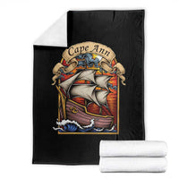 Cape Ann Vintage Nautical Sailing Ship Graphic Throw Blanket Retro Stained Glass Window Style Ocean Sunset Tall Ship