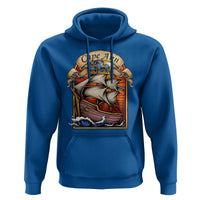 Cape Ann Vintage Nautical Sailing Ship Graphic Hoodie Retro Stained Glass Window Style Ocean Sunset Tall Ship