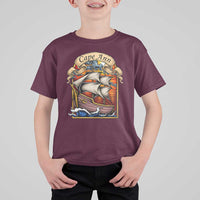 Cape Ann Vintage Nautical Sailing Ship Graphic T Shirt For Kid Retro Stained Glass Window Style Ocean Sunset Tall Ship