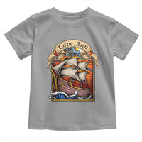 Cape Ann Vintage Nautical Sailing Ship Graphic Toddler T Shirt Retro Stained Glass Window Style Ocean Sunset Tall Ship