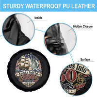America Sails Into 250 Years Vintage Nautical Graphic Spare Tire Cover Statue of Liberty Tall Ship 1776 to 2026 Semiquincentennial Patriotic