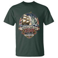 America Sails Into 250 Years Vintage Nautical Graphic T Shirt Statue of Liberty Tall Ship 1776 to 2026 Semiquincentennial Patriotic