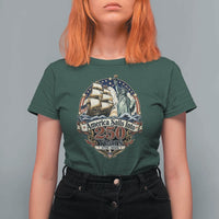 America Sails Into 250 Years Vintage Nautical Graphic T Shirt For Women Statue of Liberty Tall Ship 1776 to 2026 Semiquincentennial Patriotic