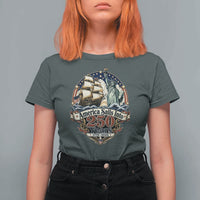 America Sails Into 250 Years Vintage Nautical Graphic T Shirt For Women Statue of Liberty Tall Ship 1776 to 2026 Semiquincentennial Patriotic
