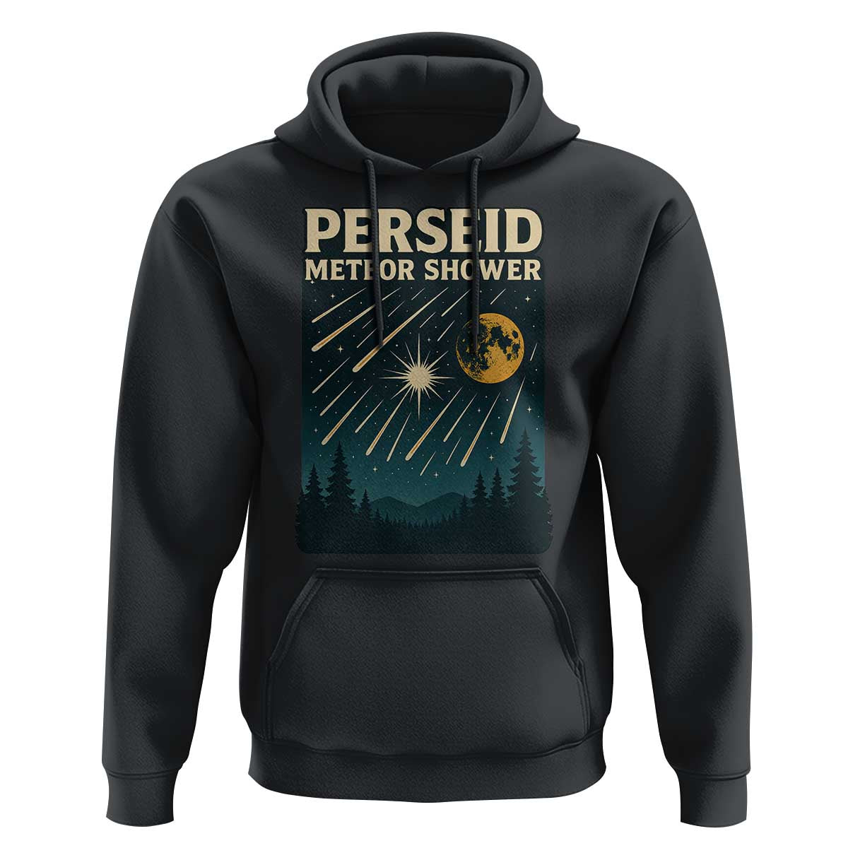 Vintage Perseid Meteor Shower Observer Hoodie Retro Celestial Stargazing Graphic
