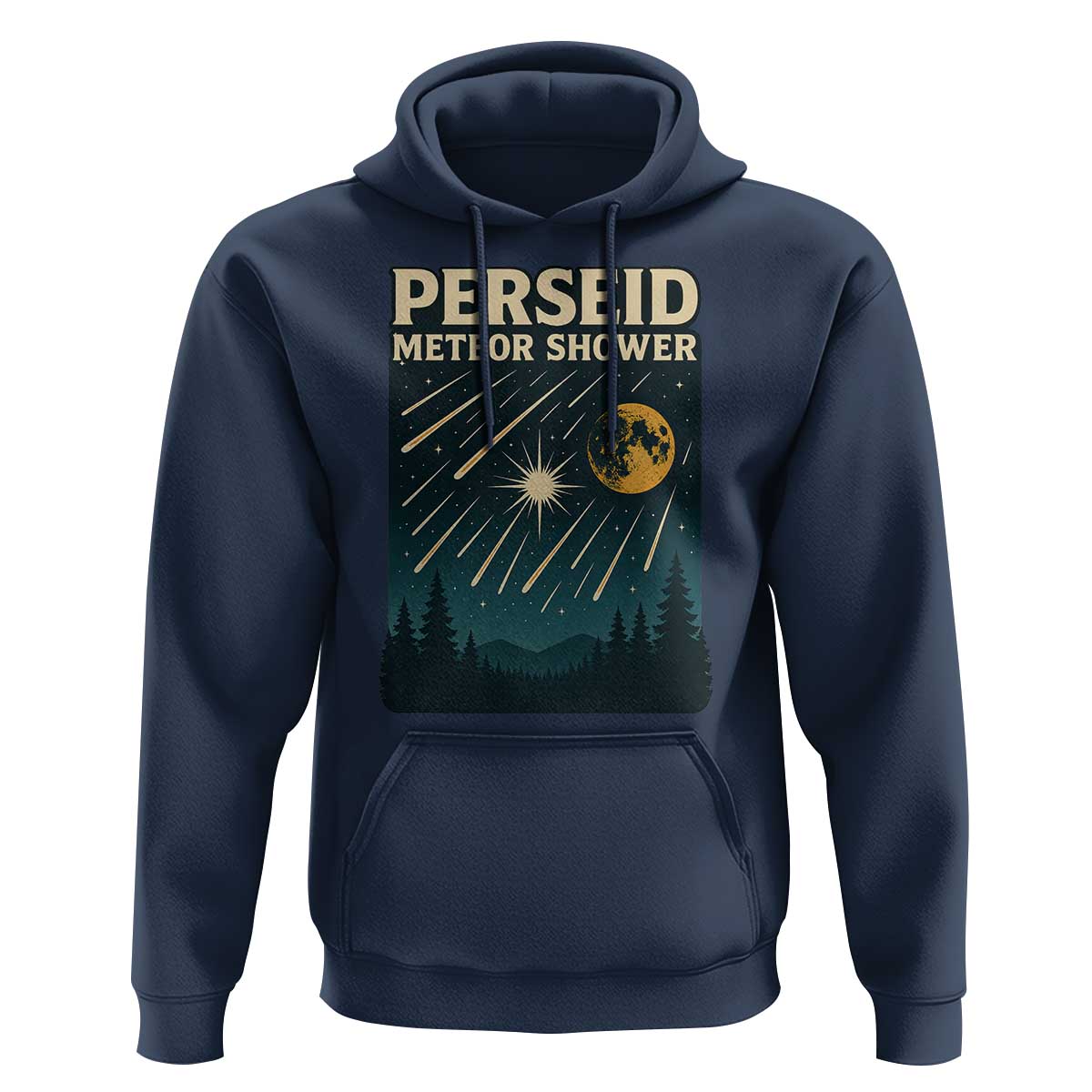 Vintage Perseid Meteor Shower Observer Hoodie Retro Celestial Stargazing Graphic