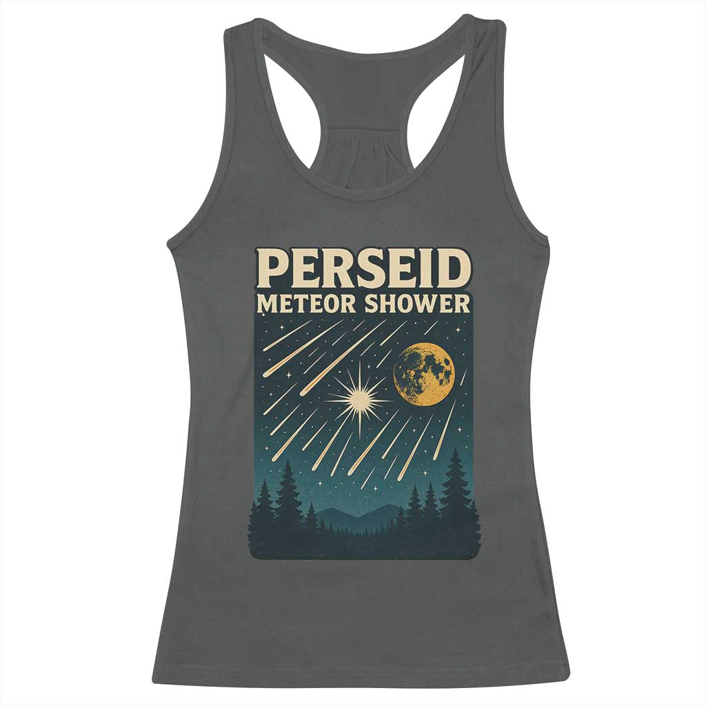 Vintage Perseid Meteor Shower Observer Racerback Tank Top Retro Celestial Stargazing Graphic