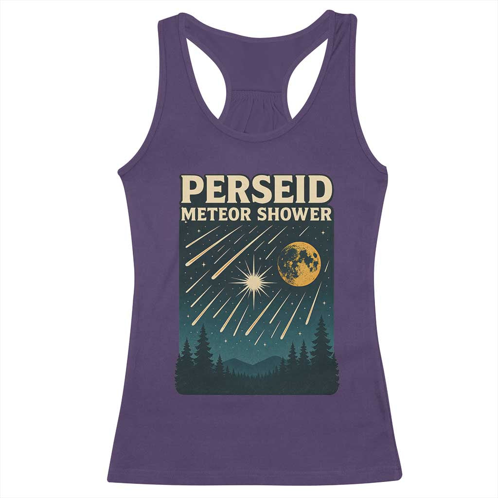 Vintage Perseid Meteor Shower Observer Racerback Tank Top Retro Celestial Stargazing Graphic