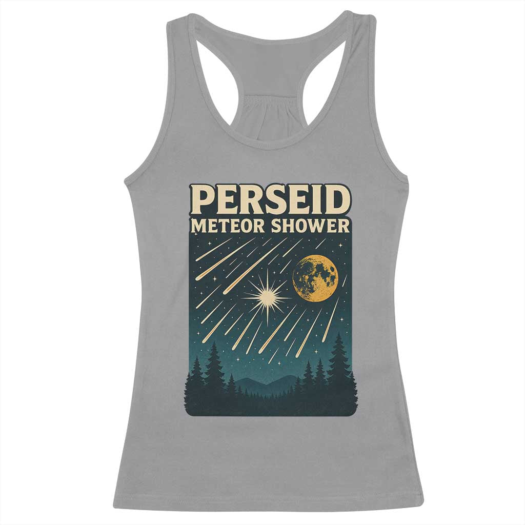 Vintage Perseid Meteor Shower Observer Racerback Tank Top Retro Celestial Stargazing Graphic