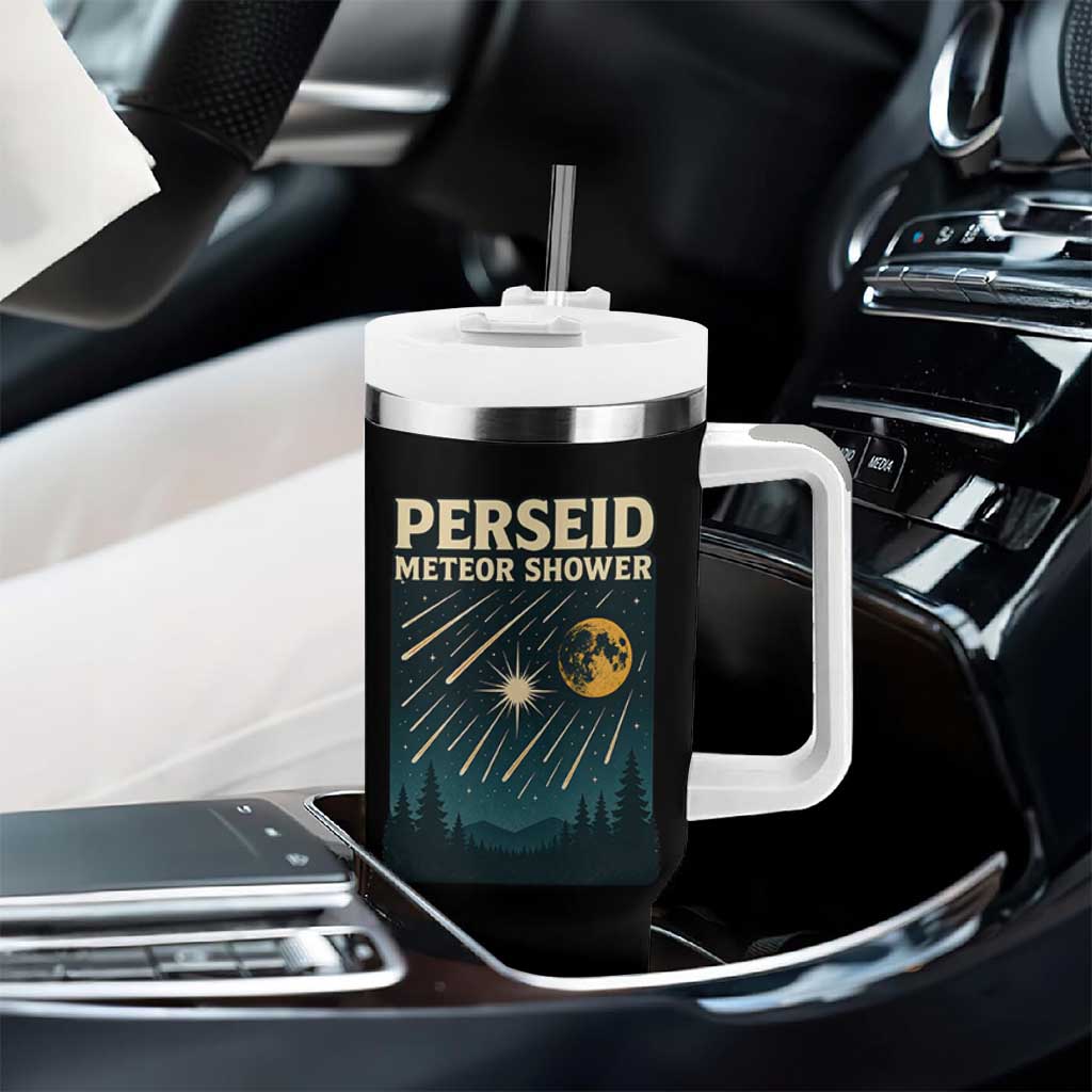 Vintage Perseid Meteor Shower Observer Tumbler With Handle Retro Celestial Stargazing Graphic