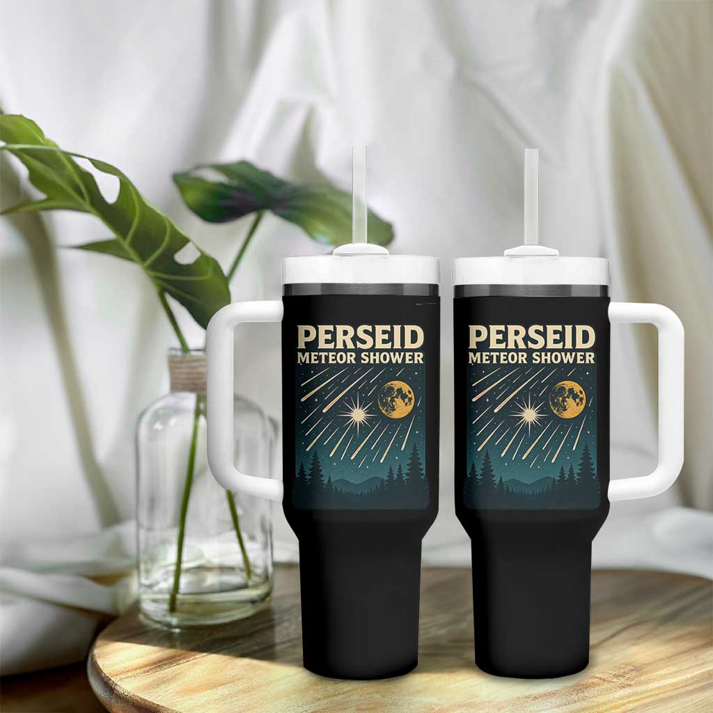 Vintage Perseid Meteor Shower Observer Tumbler With Handle Retro Celestial Stargazing Graphic