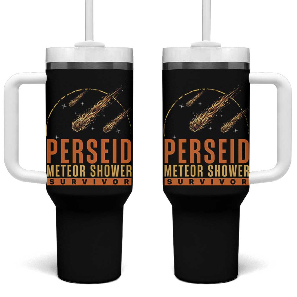Vintage Perseid Meteor Shower Survivor Tumbler With Handle Retro Astronomy Stargazing Graphic